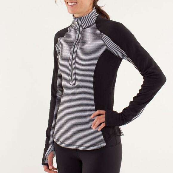 lululemon athletica Tops - Lululemon Run: U-Turn Pullover Check Pique Black 4